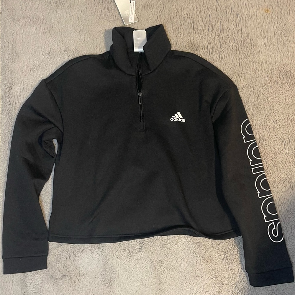 Adidas Black Cropped Cropped Quarter Zip Crewneck